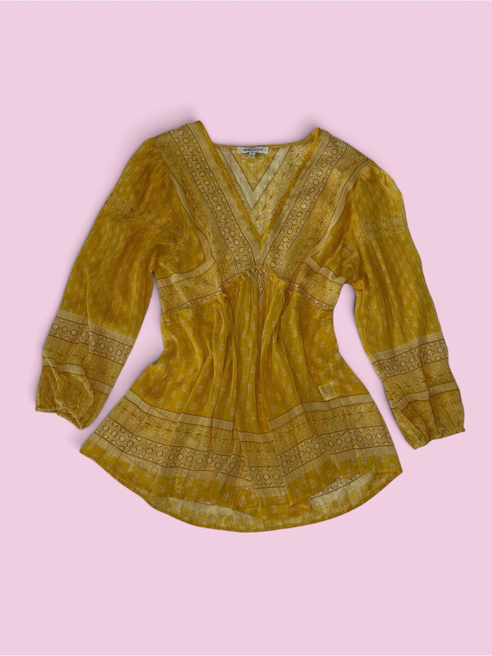 Rose & Olive Mustard Yellow Boho V-Neck Tunic